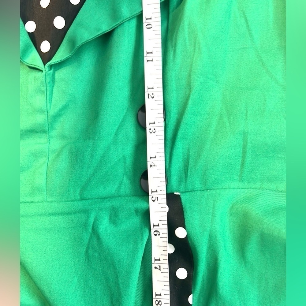 Killreal, Fantastic Emerald Polka-Dot Fit & Flare Cotton Dress EUC Size M - Picture 11 of 15
